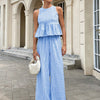 Gingham Peplum Pants Co-ord Set