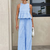 Gingham Peplum Pants Co-ord Set
