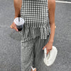 Gingham Peplum Pants Co-ord Set