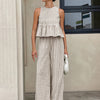 Gingham Peplum Pants Co-ord Set