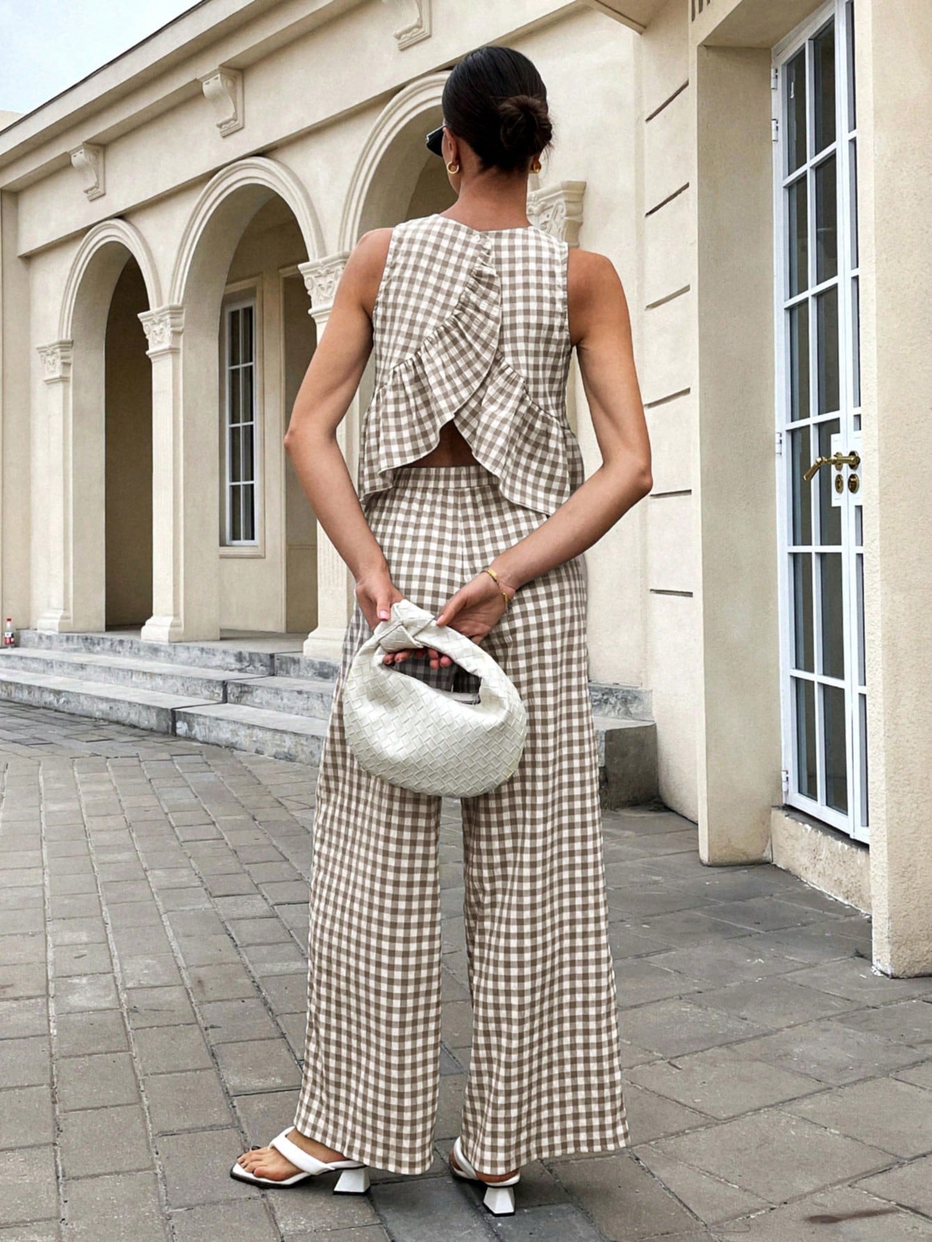 Gingham Peplum Pants Co-ord Set