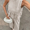 Gingham Peplum Pants Co-ord Set