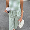 Gingham Peplum Pants Co-ord Set