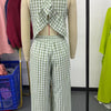 Gingham Peplum Pants Co-ord Set