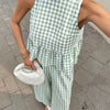 Gingham Peplum Pants Co-ord Set