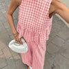 Gingham Peplum Pants Co-ord Set
