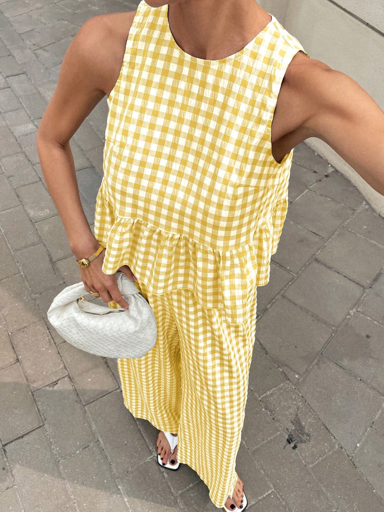 Gingham Peplum Pants Co-ord Set