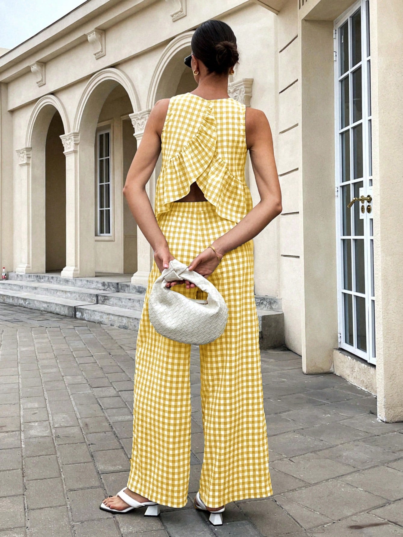 Gingham Peplum Pants Co-ord Set