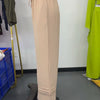 Women's Drawstring Wide-Leg Casual Trousers with Lace Hem Detail