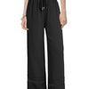 Women's Drawstring Wide-Leg Casual Trousers with Lace Hem Detail