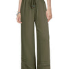 Women's Drawstring Wide-Leg Casual Trousers with Lace Hem Detail