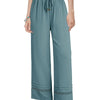 Women's Drawstring Wide-Leg Casual Trousers with Lace Hem Detail