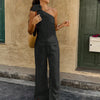 One-Shoulder Floral Pants Co-ord Set