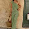 One-Shoulder Floral Pants Co-ord Set