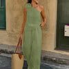 One-Shoulder Floral Pants Co-ord Set