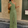 One-Shoulder Floral Pants Co-ord Set
