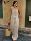 One-Shoulder Floral Pants Co-ord Set