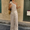 One-Shoulder Floral Pants Co-ord Set
