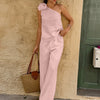 One-Shoulder Floral Pants Co-ord Set