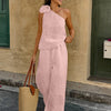 One-Shoulder Floral Pants Co-ord Set