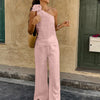 One-Shoulder Floral Pants Co-ord Set