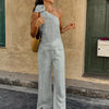 One-Shoulder Floral Pants Co-ord Set