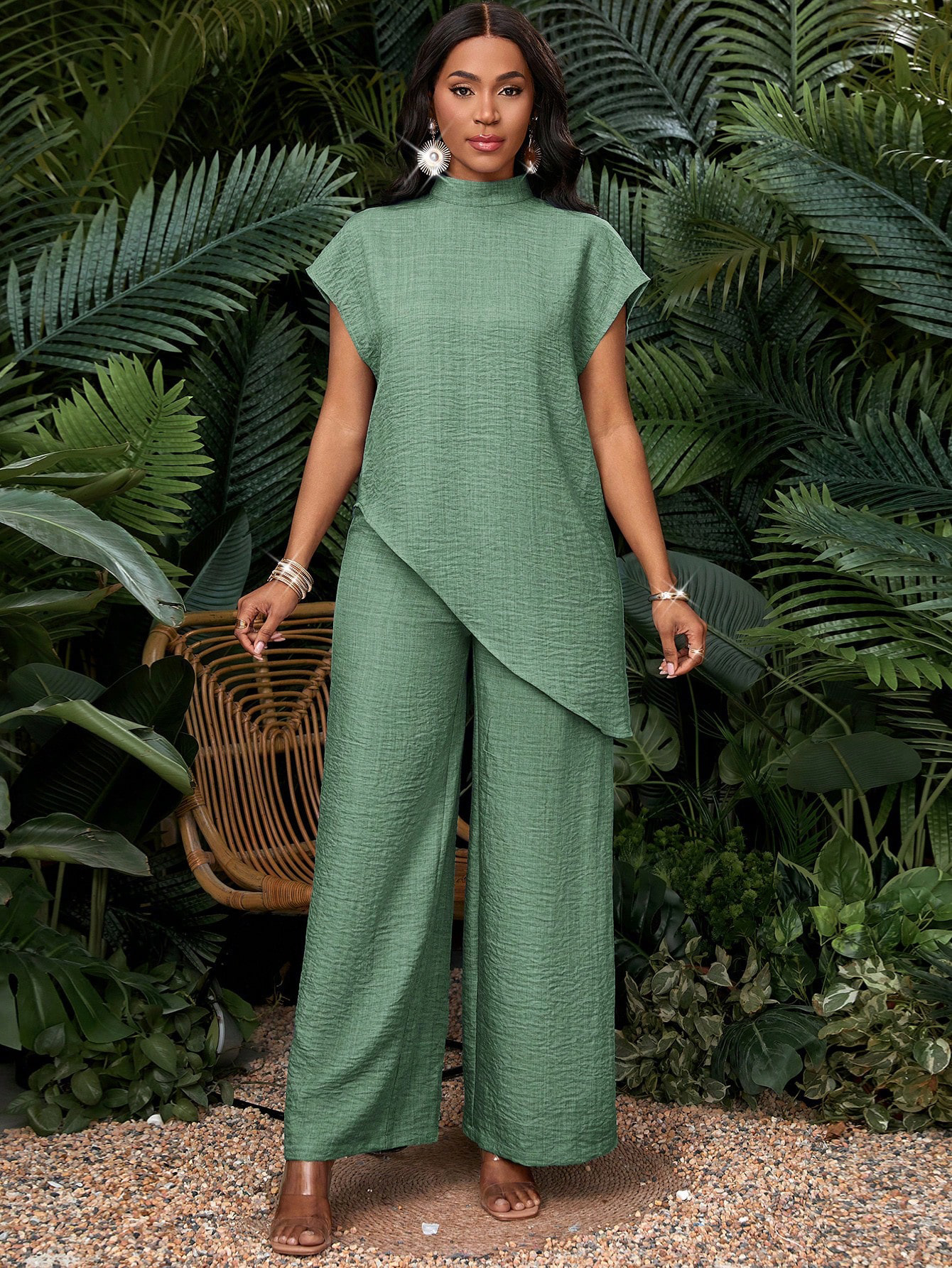 Asymmetric Tunic Pants Co-ord Set