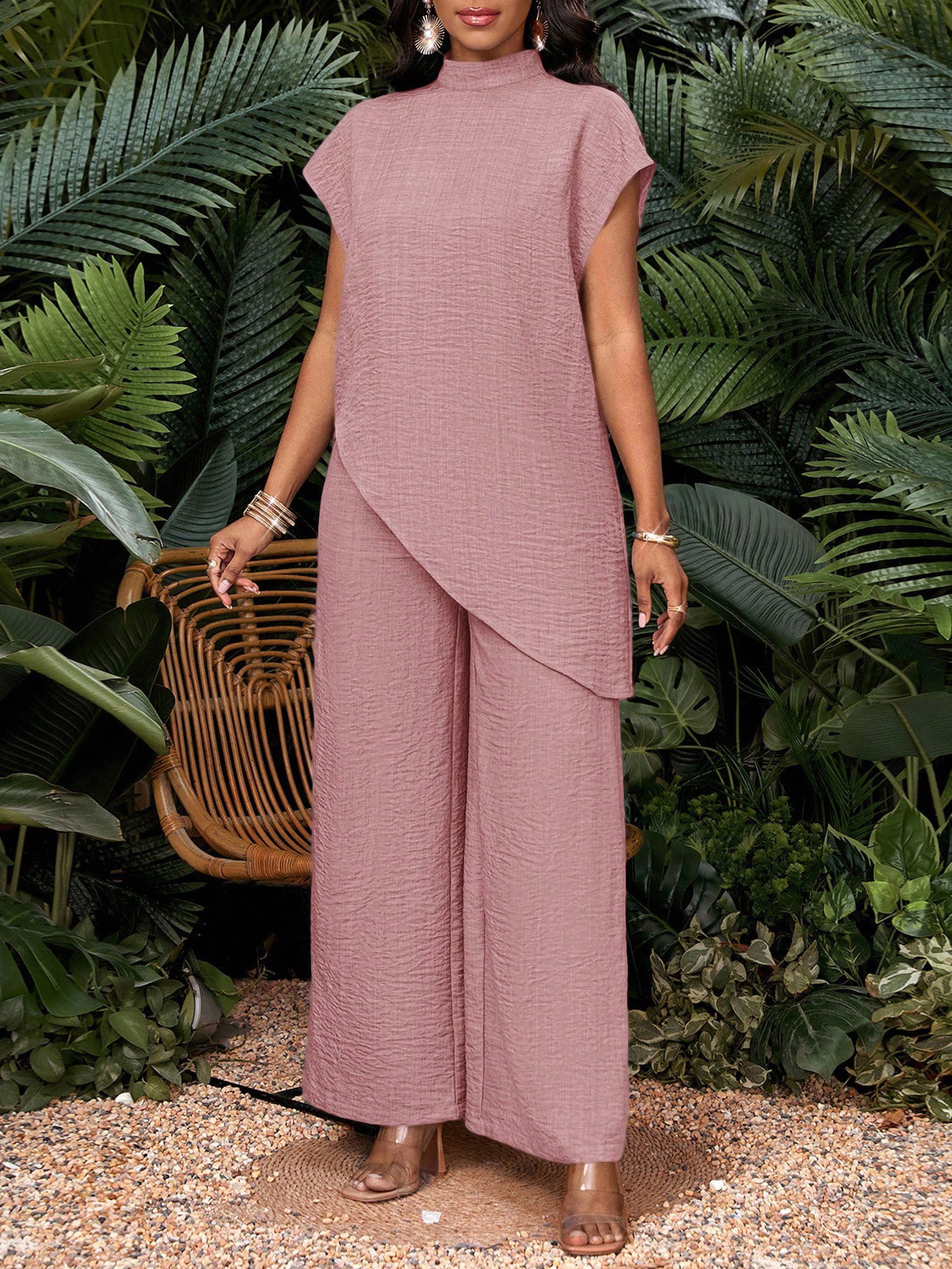 Asymmetric Tunic Pants Co-ord Set