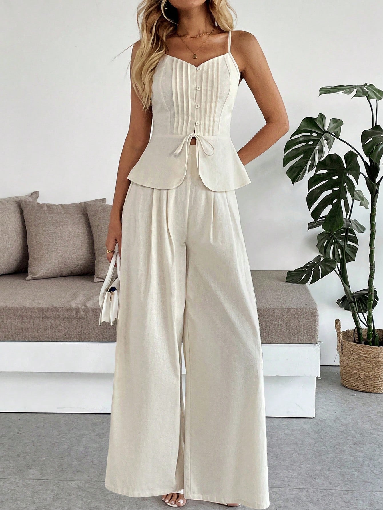 Pleated Cami Pants Co-ord Set