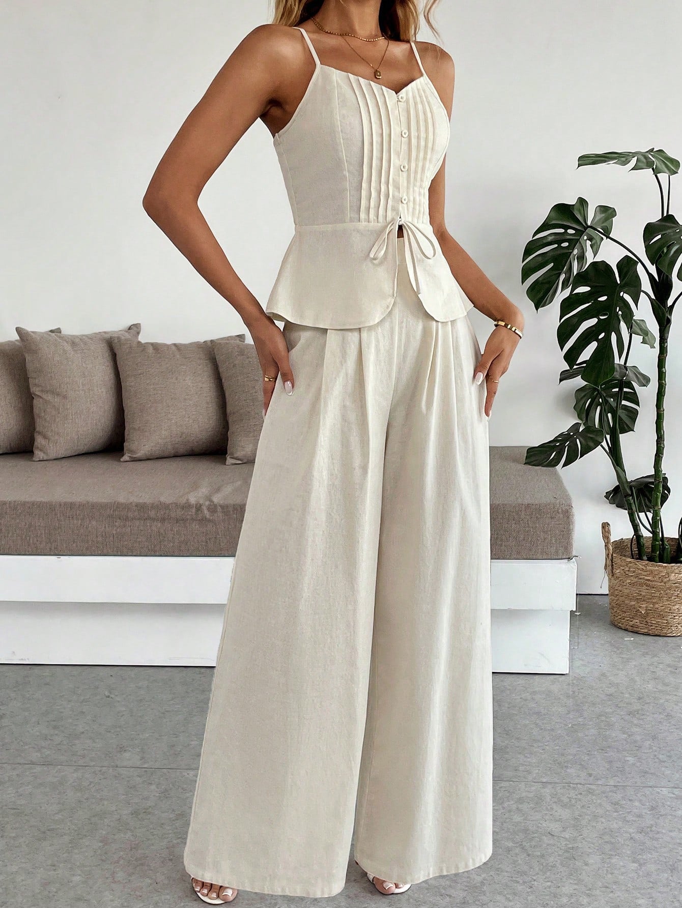 Pleated Cami Pants Co-ord Set
