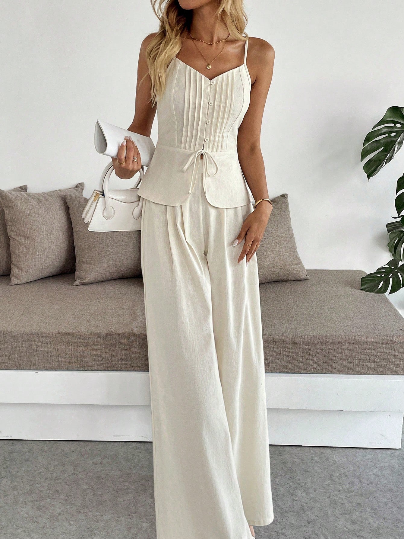 Pleated Cami Pants Co-ord Set