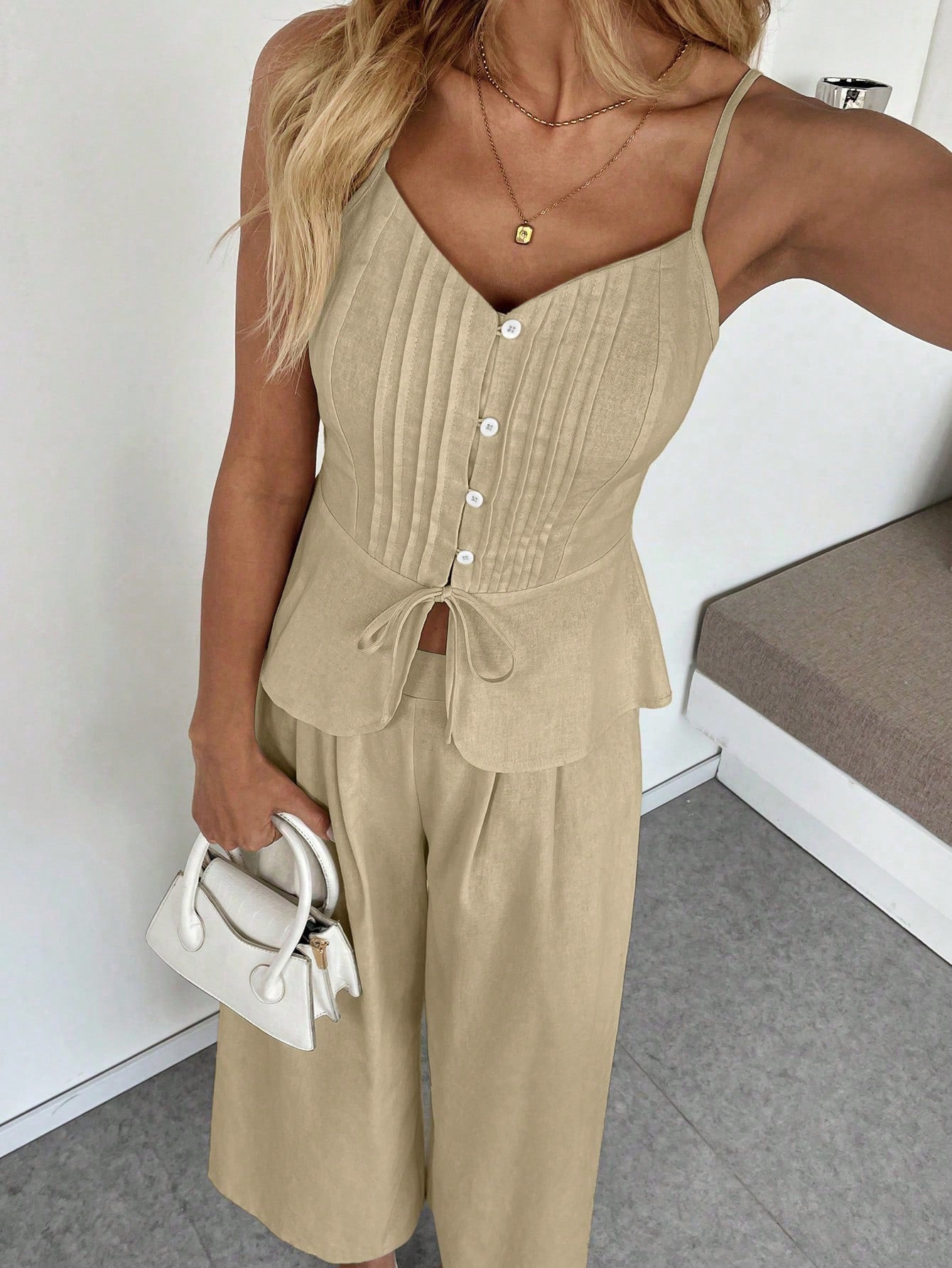 Pleated Cami Pants Co-ord Set