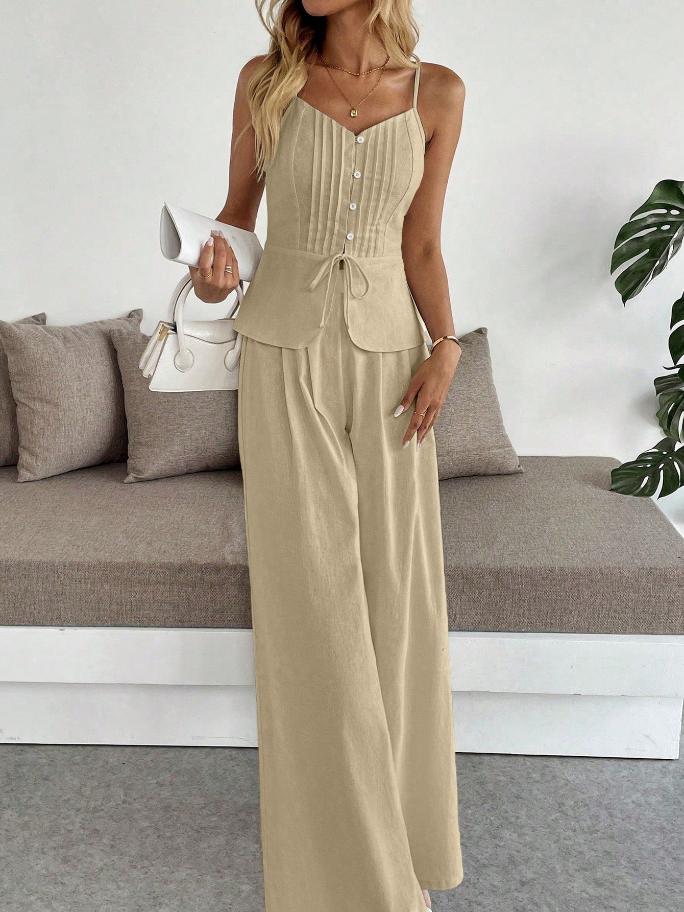 Pleated Cami Pants Co-ord Set