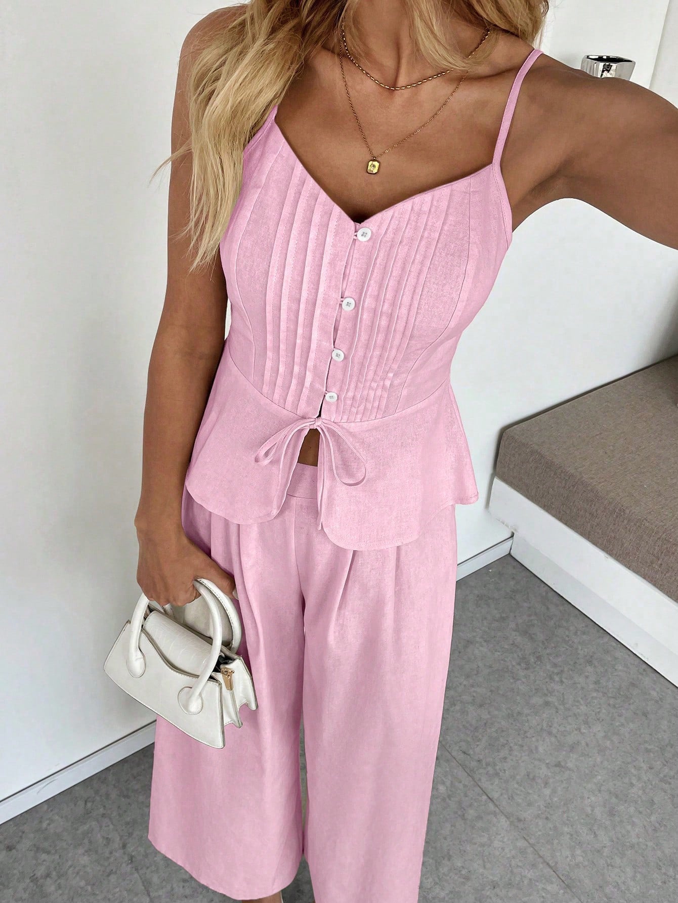 Pleated Cami Pants Co-ord Set