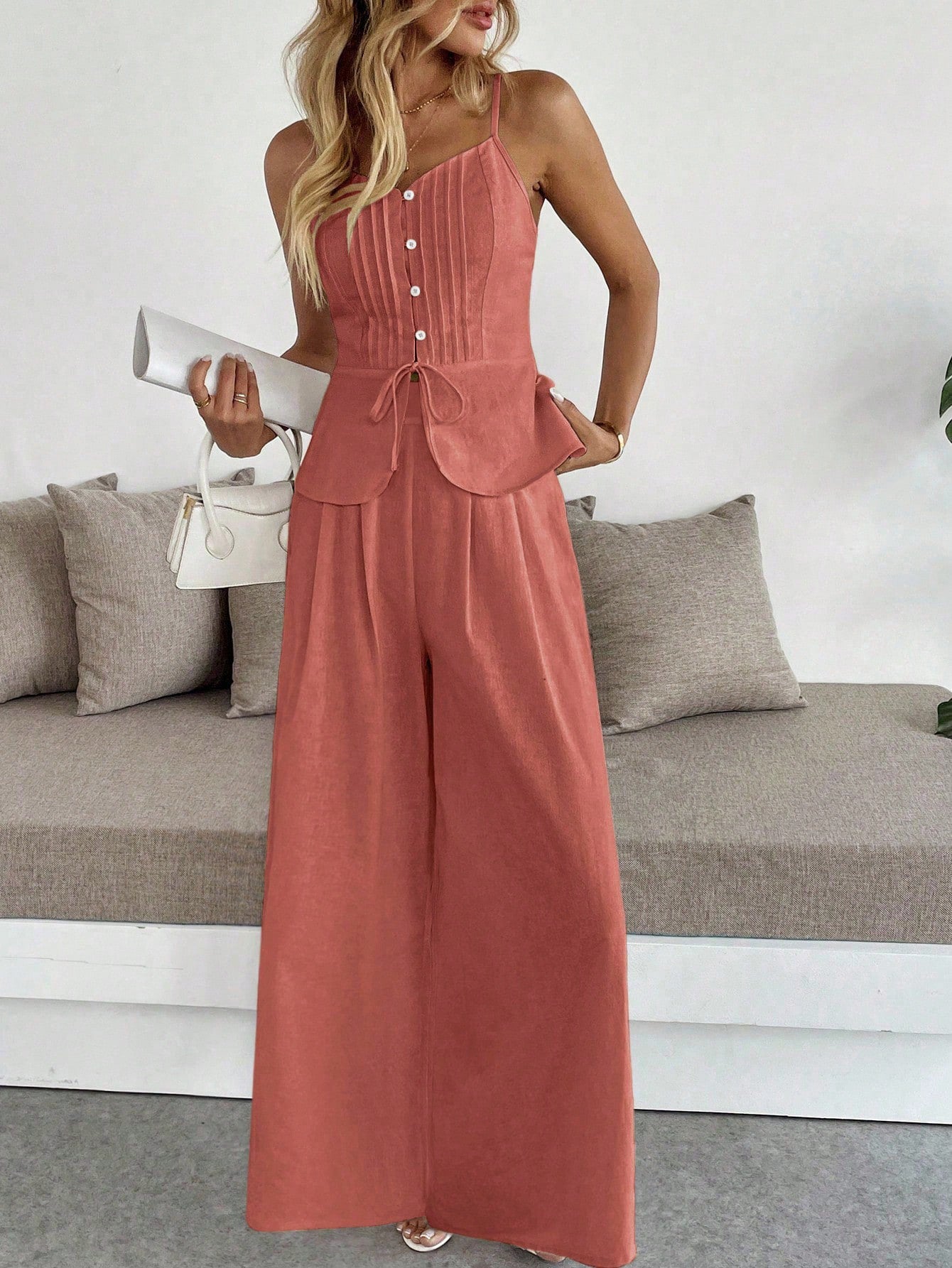 Pleated Cami Pants Co-ord Set