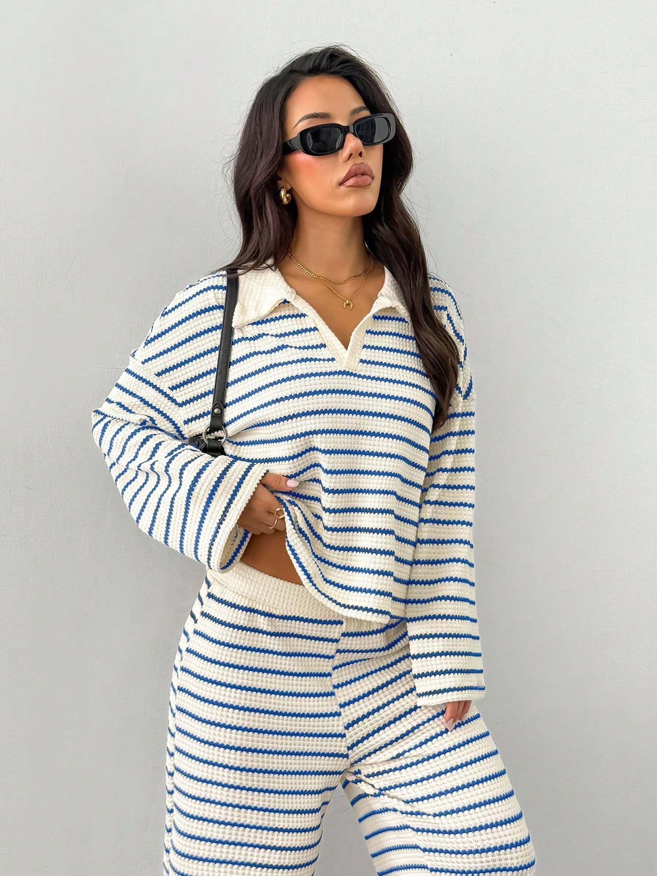 Striped Knit Pants Co-ord Set