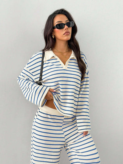 Striped Knit Pants Co-ord Set