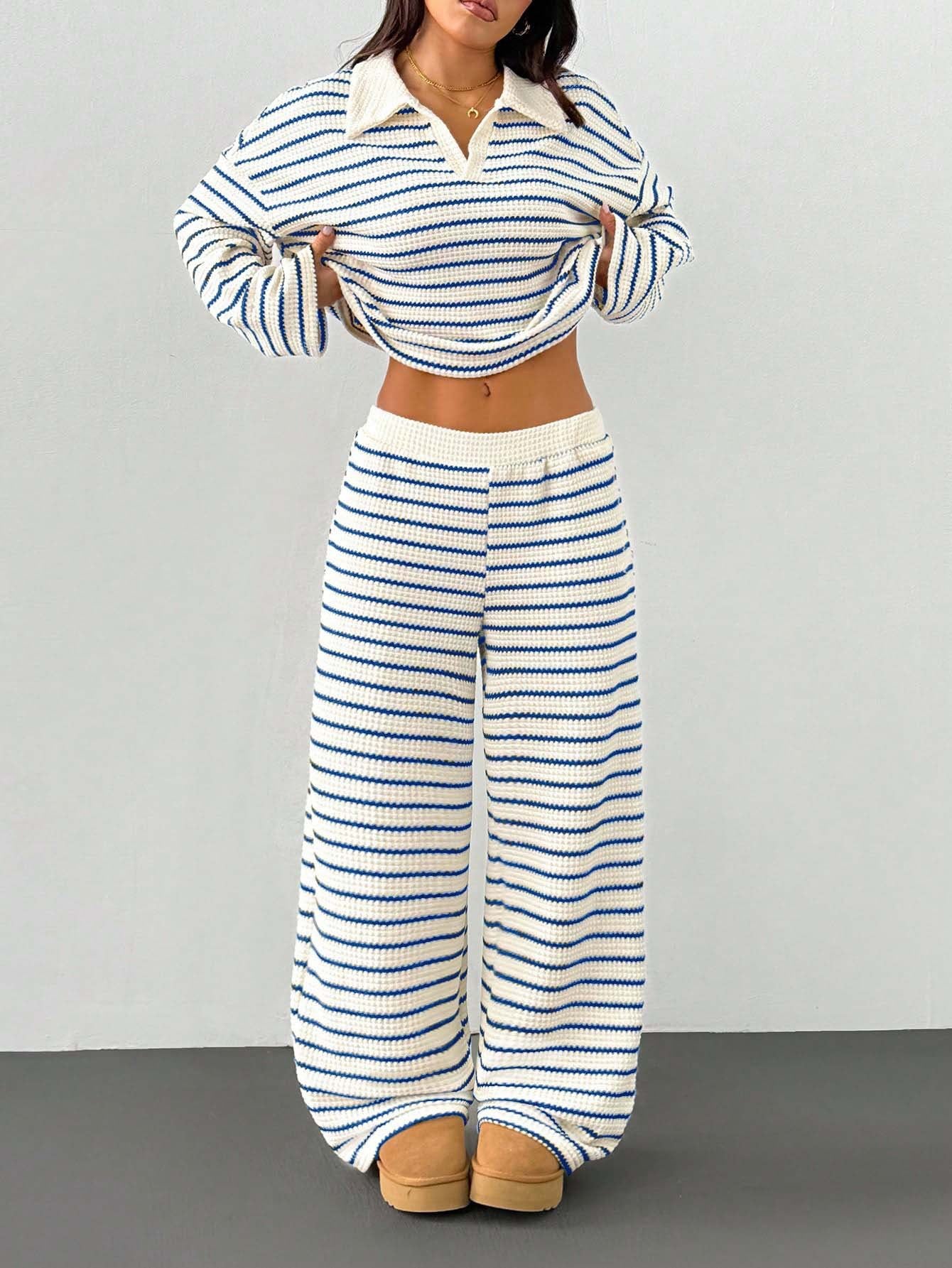 Striped Knit Pants Co-ord Set