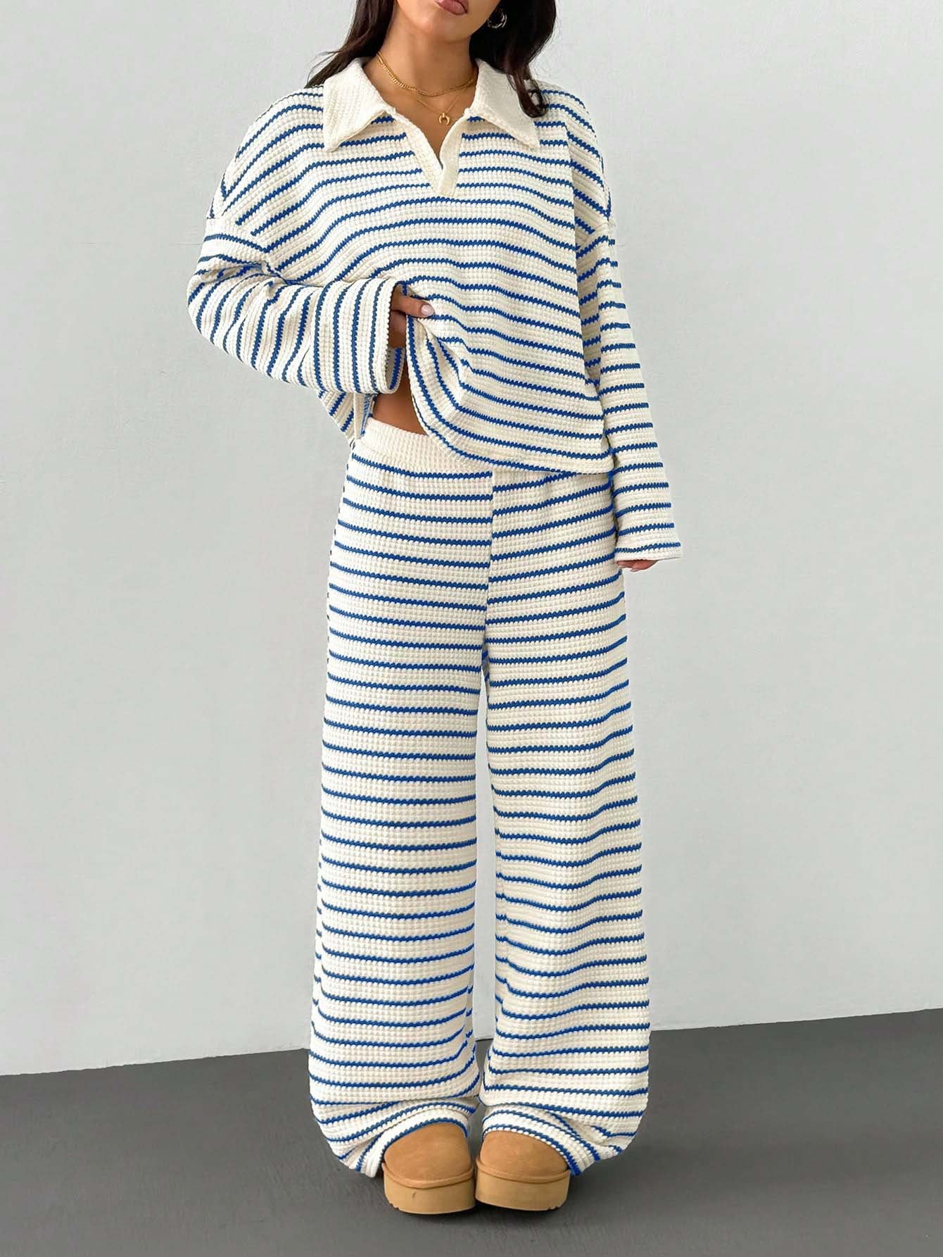 Striped Knit Pants Co-ord Set