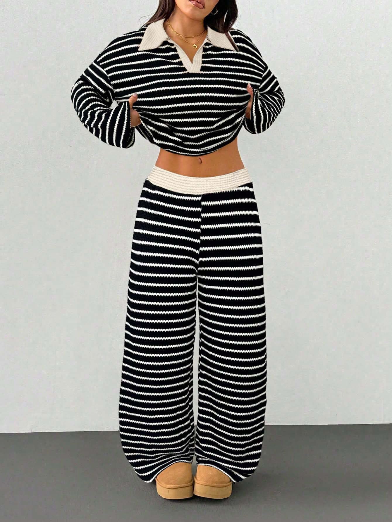 Striped Knit Pants Co-ord Set
