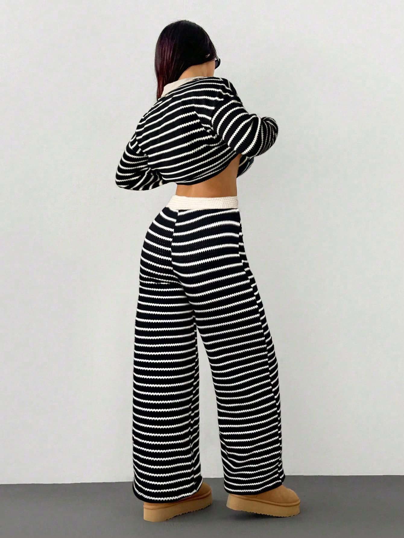 Striped Knit Pants Co-ord Set