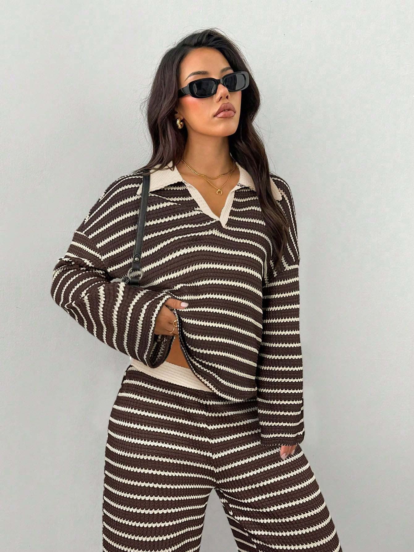 Striped Knit Pants Co-ord Set