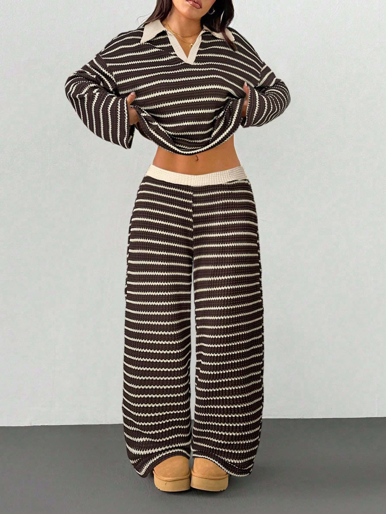 Striped Knit Pants Co-ord Set