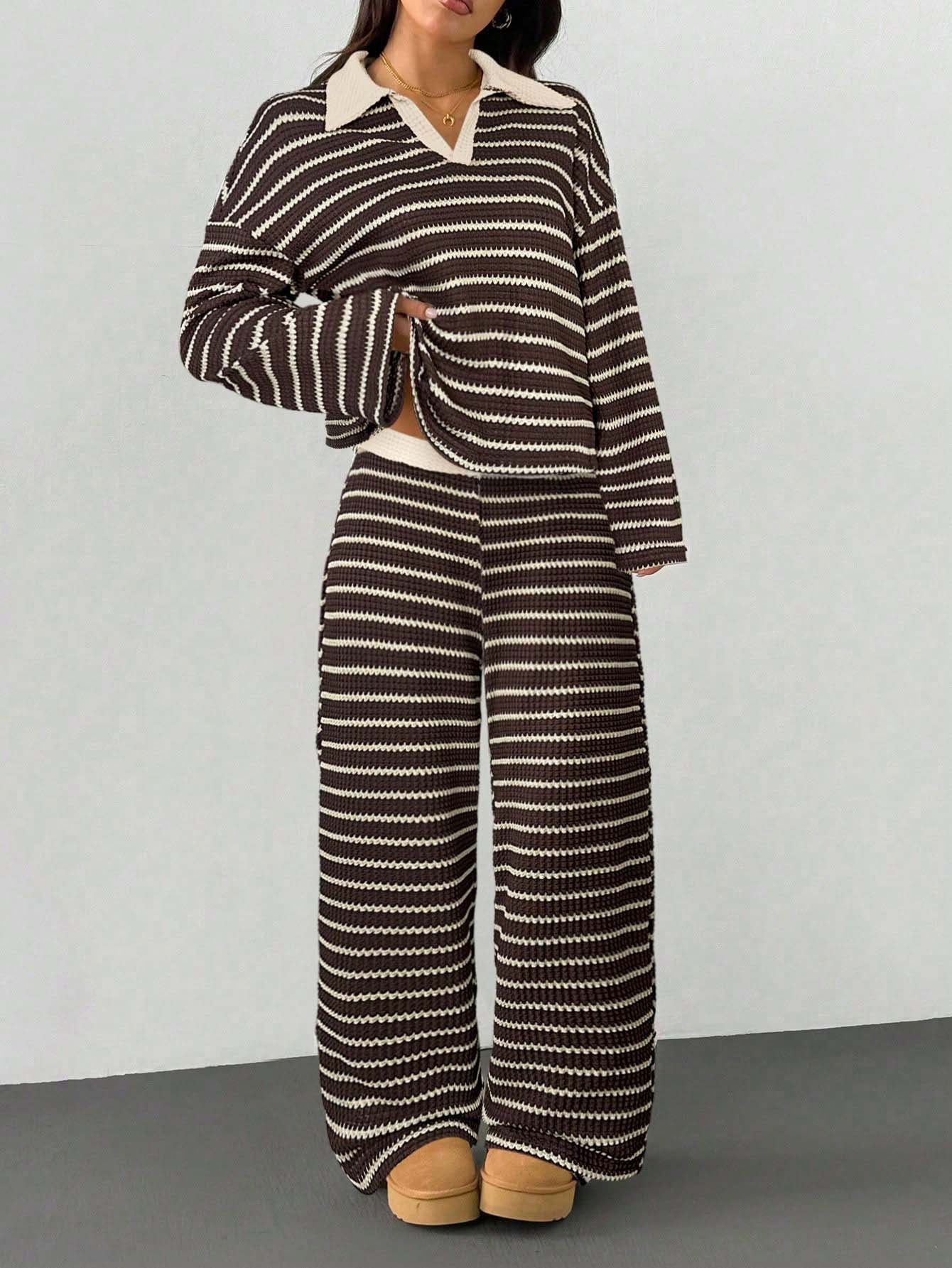 Striped Knit Pants Co-ord Set
