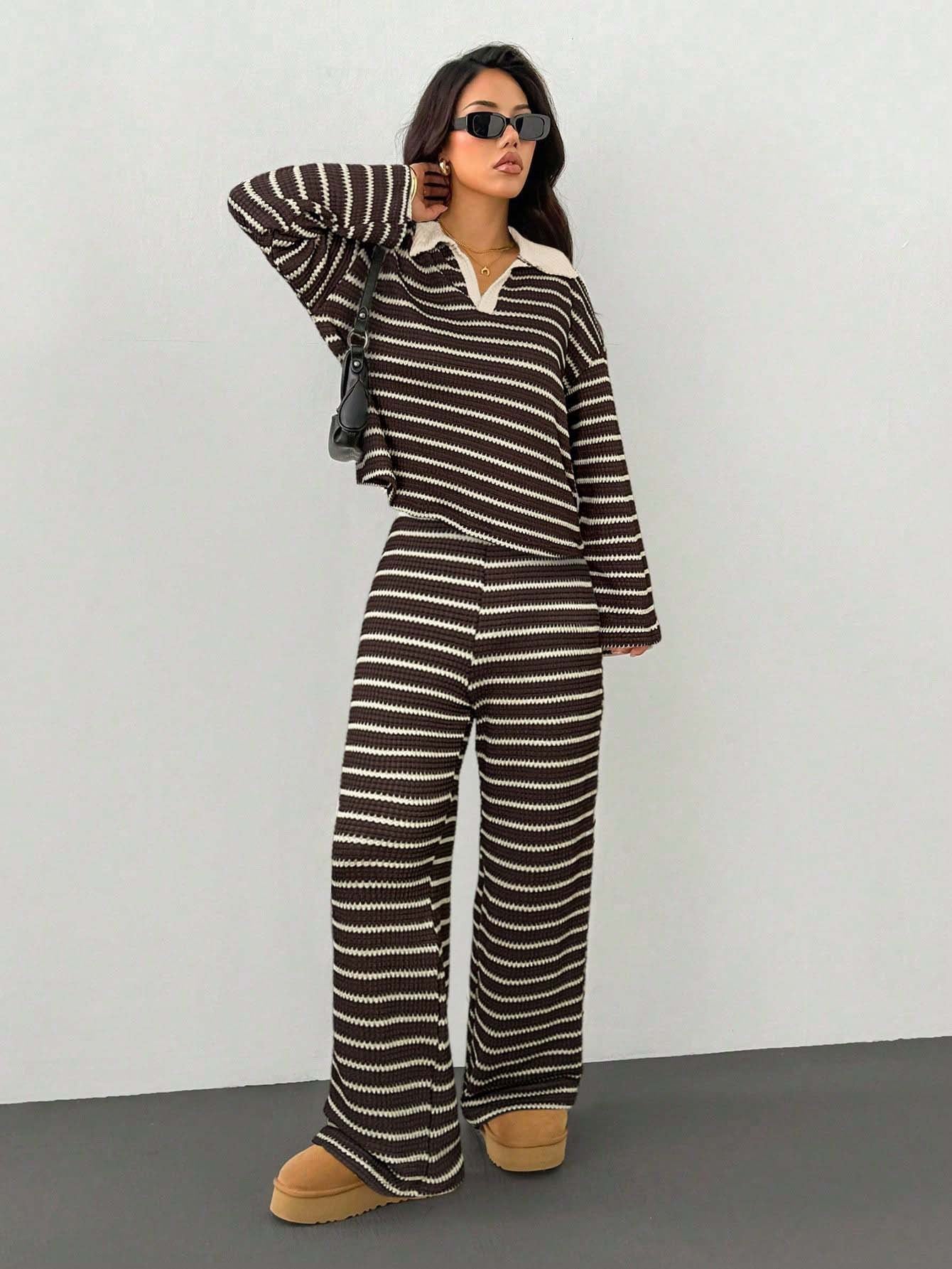 Striped Knit Pants Co-ord Set