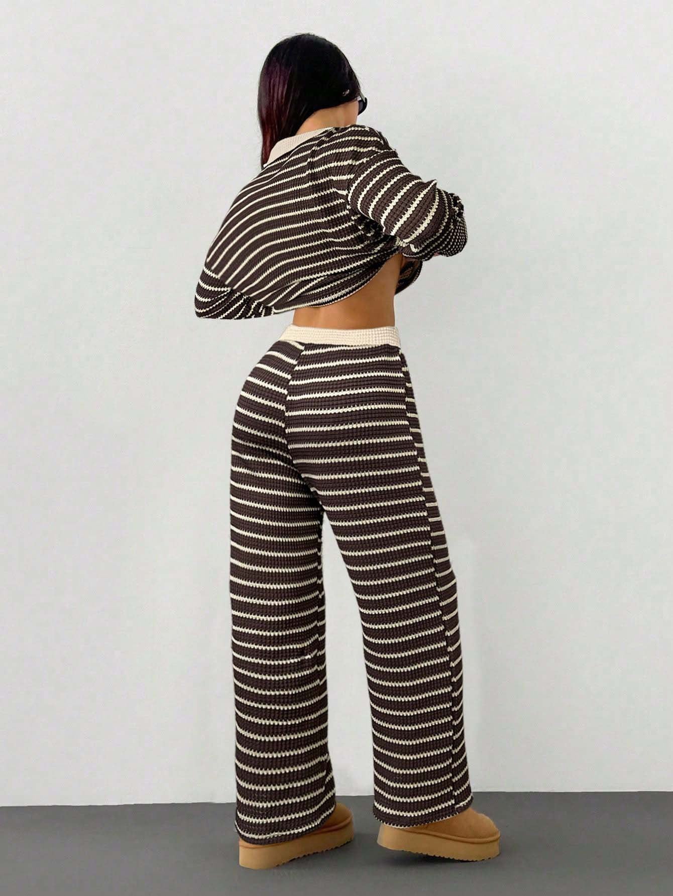 Striped Knit Pants Co-ord Set