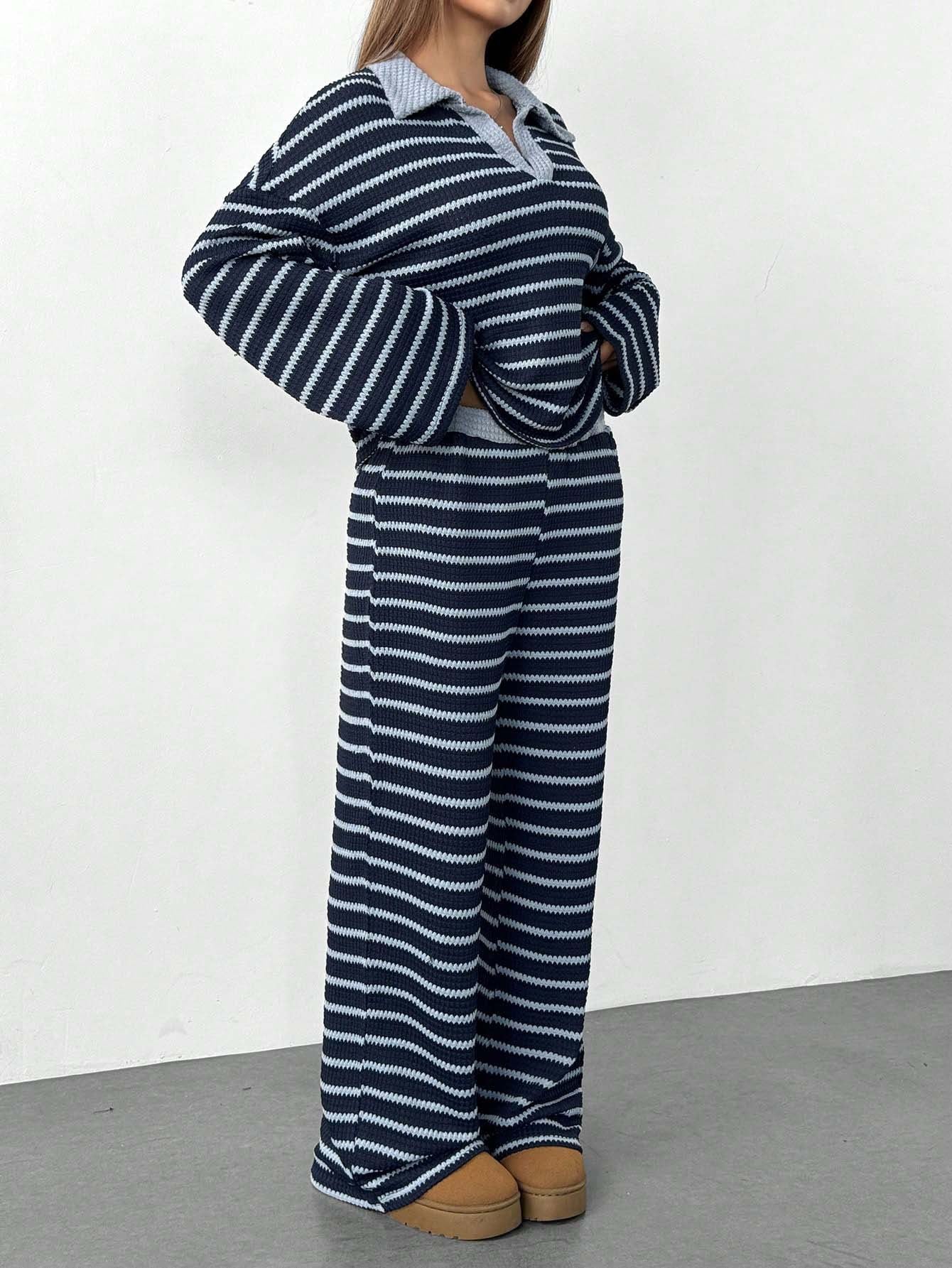 Striped Knit Pants Co-ord Set