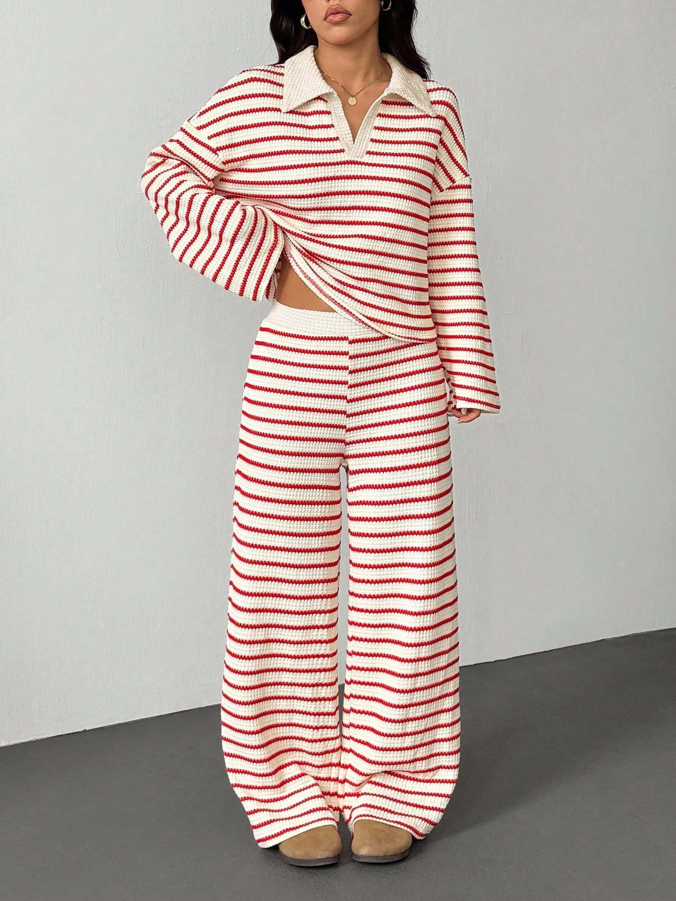 Striped Knit Pants Co-ord Set