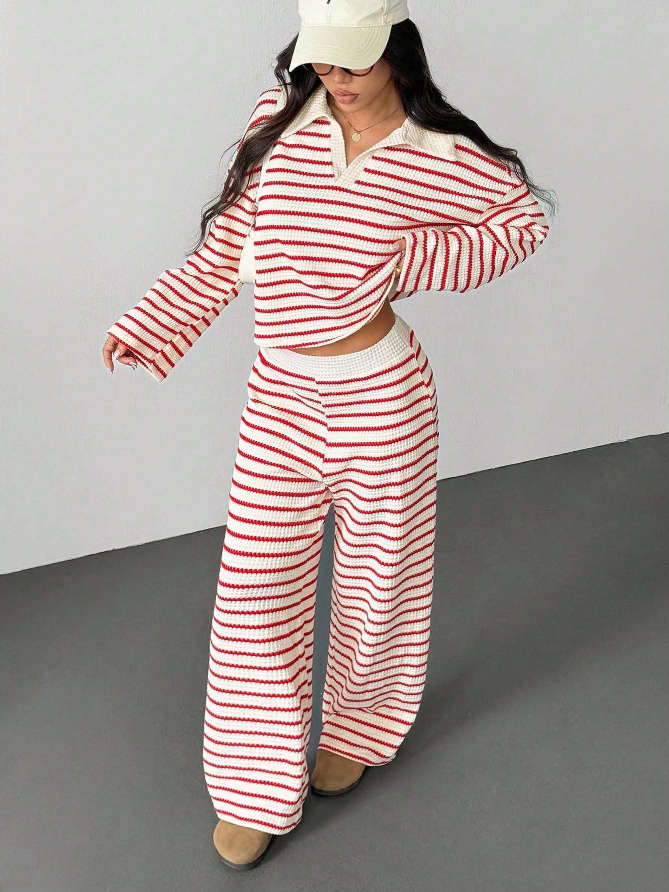 Striped Knit Pants Co-ord Set