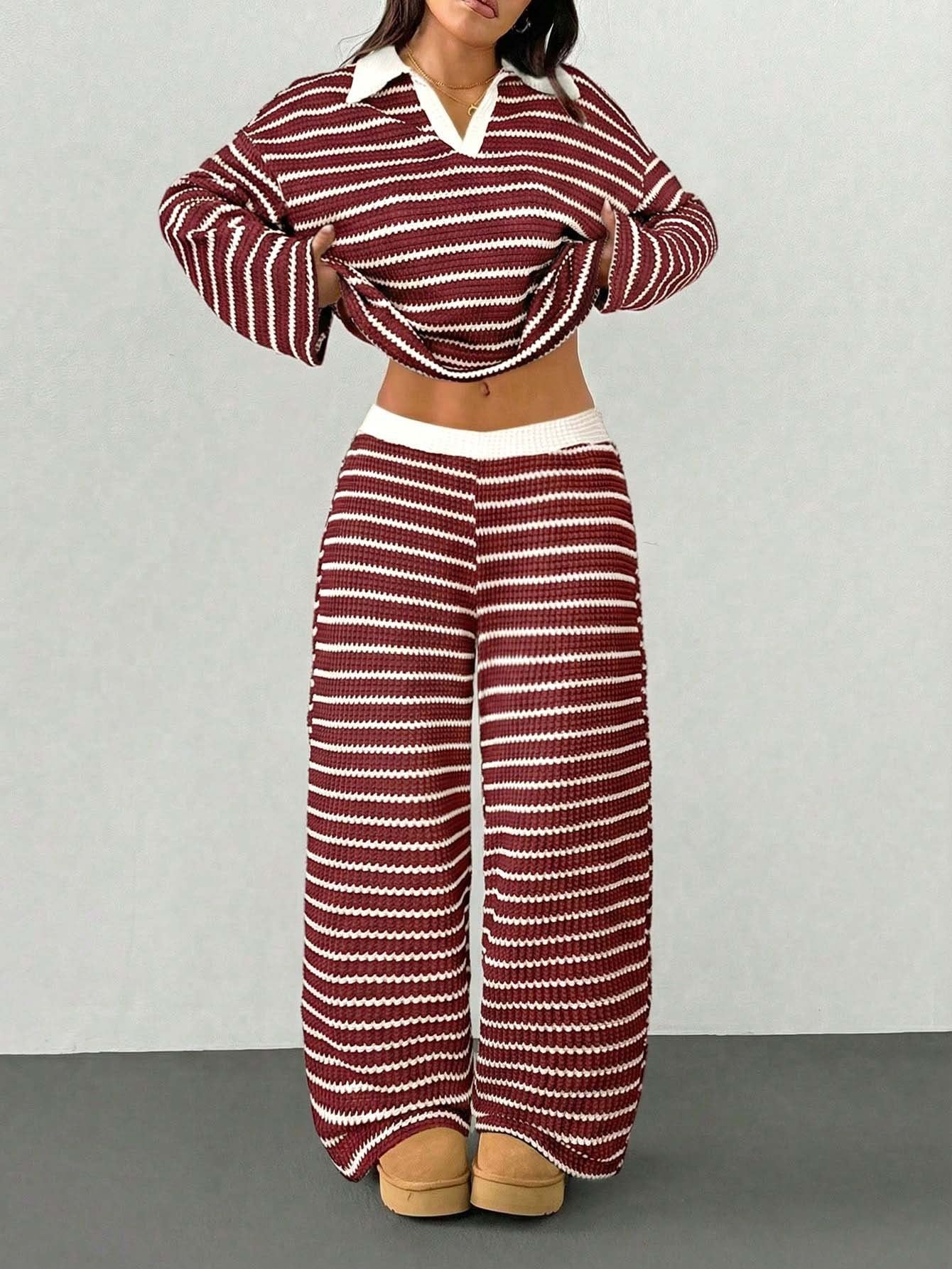 Striped Knit Pants Co-ord Set